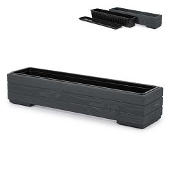 Pflanzkübel aus Holz mit Einsatz und Untersetzer GRAU Pflanzkasten Blumenkasten Balkonkasten 82DES1917AN