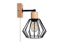 Schwarze Wandlampe mit Zugschalter aus Holz BR-SHWAND-SC10x10BU Wandleuchte - 2