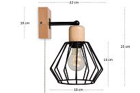 Schwarze Wandlampe mit Zugschalter aus Holz BR-SHWAND-SC10x10BU Wandleuchte - 3