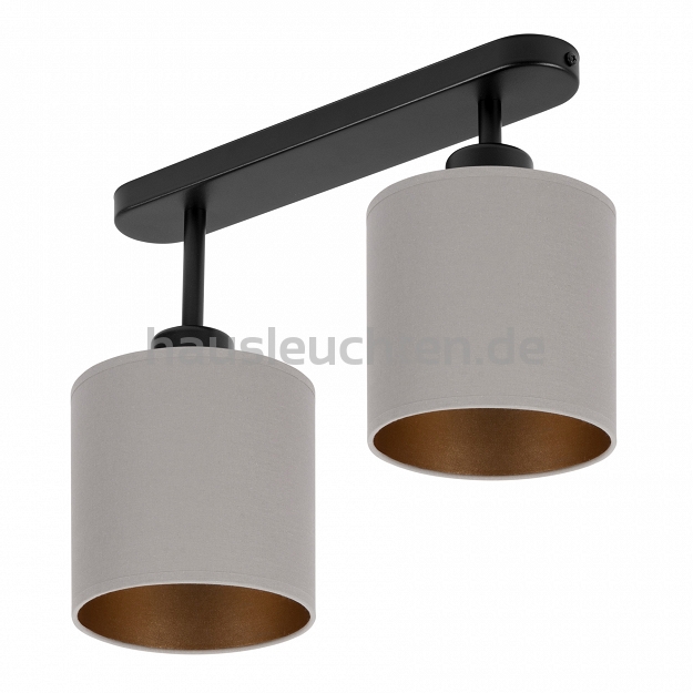 Schwarze Deckenlampe mit zwei Lampenschirme grau CL-3306SC-GRGR Deckenleuchte