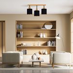 Schwarze Deckenlampe aus Holz LED Lampe Leuchte CL-SC50x7BU-SC 3xE27 - 2