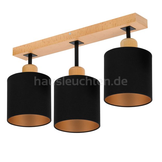 Schwarze Deckenlampe aus Holz LED Lampe Leuchte CL-SC50x7BU-SC 3xE27