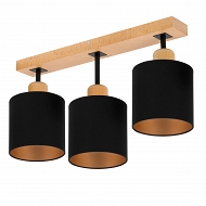 Schwarze Deckenlampe aus Holz LED Lampe Leuchte CL-SC50x7BU-SC 3xE27