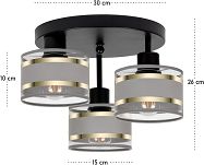 Schwarze Deckenlampe mit drei Lampenschirme grau TI-3030SC-GRGRGR Deckenleuchte - 4