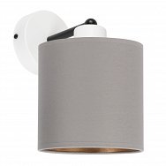 Weiße Wandlampe mit grauem Lampenschirm WAND-CL-1010WE-GR Wandleuchte