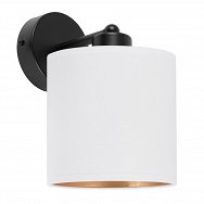 Schwarze Wandlampe mit weißem Lampenschirm WAND-CL-1010SC-WE Wandleuchte